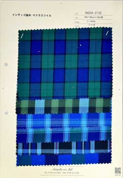 Twill Madras tinto in indaco