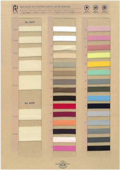6658 Fettuccia sbieca in satin elasticizzato in poliestere riciclato