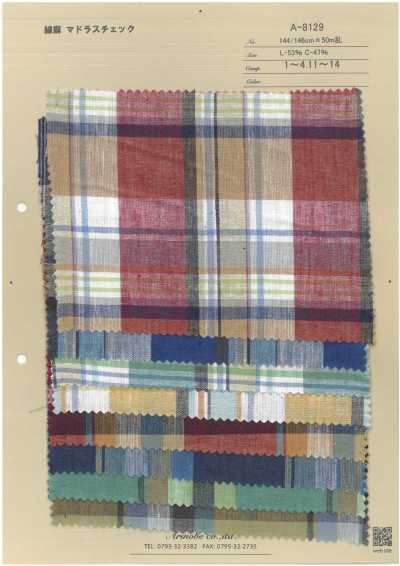 A-8129 Quadri Madras cotone-lino