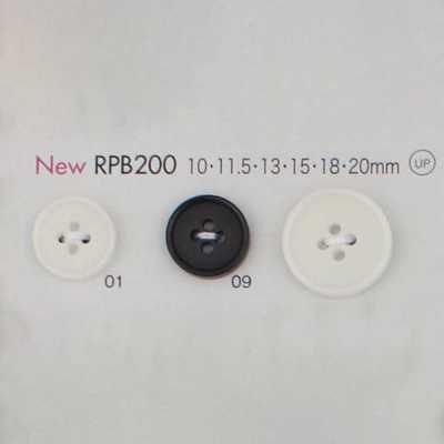 RPB200 Bottone in resina PET riciclata prodotto in Giappone, a 4 fori, bordato