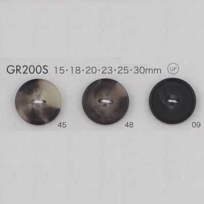 GR200S Bottone certificato GRS, in resina PET riciclata miscelata al 25%, con bordo, 4 fori