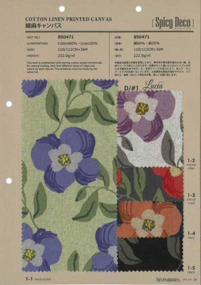 850471 SEVENBERRY® tela canvas in cotone e lino Spicy Deco Lucia