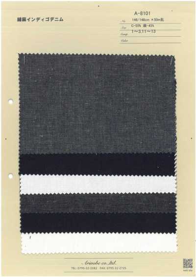 A-8101 Denim indaco in cotone e lino