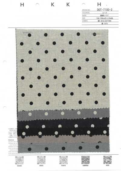 DOT-7100-2 Tela grezza in cotone e lino a pois