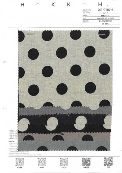 DOT-7100-3 Tela grezza in cotone e lino a pois moneta