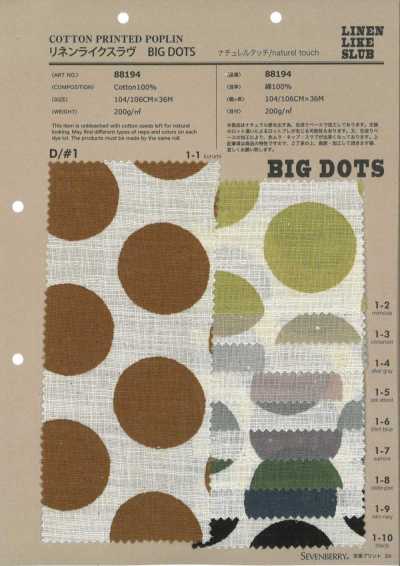 88194 SEVENBERRY® Tessuto slub effetto lino, pois, righe, quadri