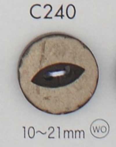 C240 Bottone in legno naturale a 2 fori