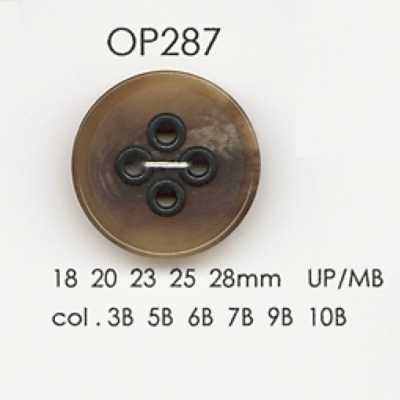 OP287 Bottone in resina poliestere/ottone a 4 fori