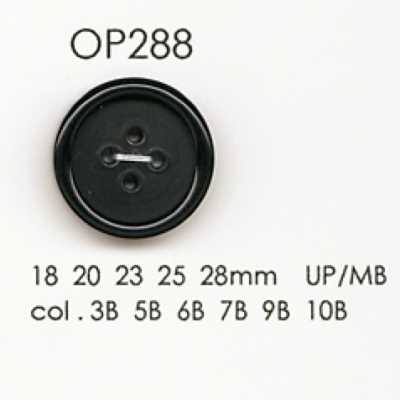 OP288 Bottone in resina poliestere/ottone a 4 fori