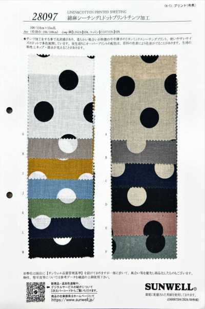 28097 Tela grezza di cotone e lino con stampa a pois L, finitura chintz