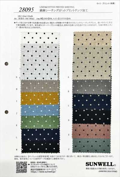 28095 Tela grezza in cotone e lino con stampa a pois S e finitura chintz