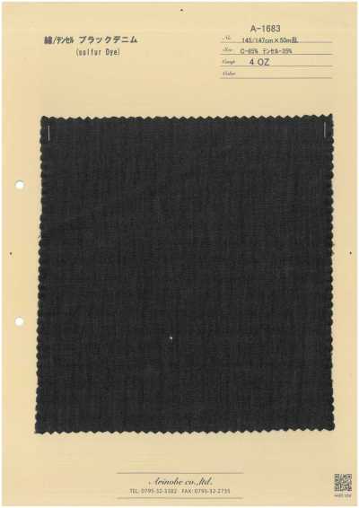 A-1683 Denim nero in cotone/Tencel (tinta allo zolfo)