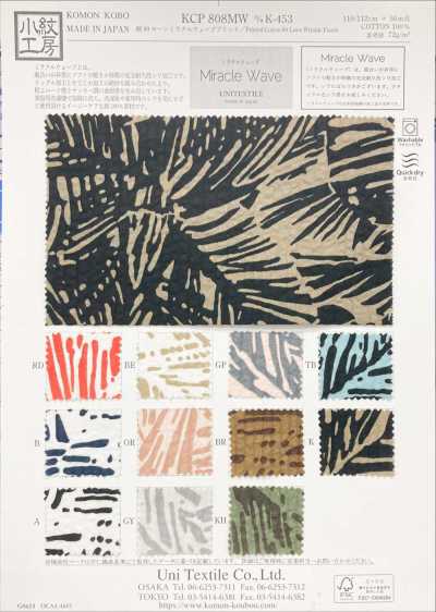 KCP808MW-DK-453 Lawn di cotone 80% con stampa Miracle Wave