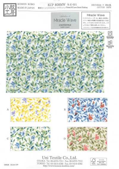 KCP808MW-DK-551 Lawn di cotone 80% con stampa Miracle Wave