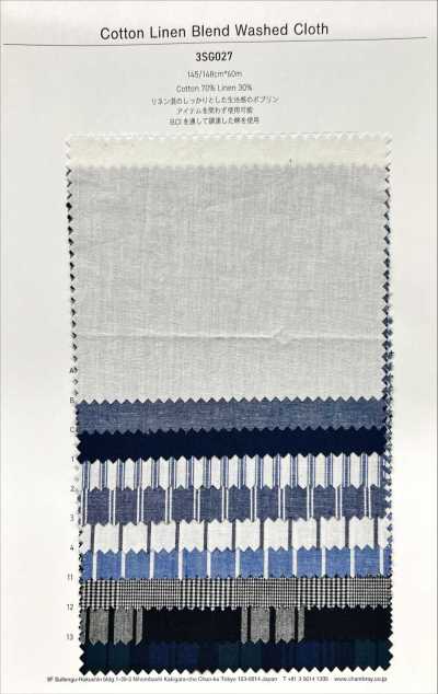 3SG027 Tessuto lavato misto cotone/lino