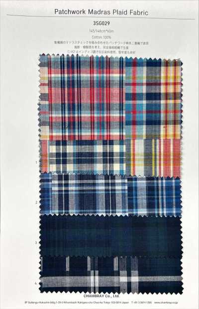 3SG029 Madras patchwork a quadri
