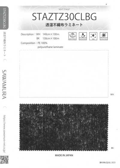 STAZTZ30CLBG Laminato non tessuto traspirante