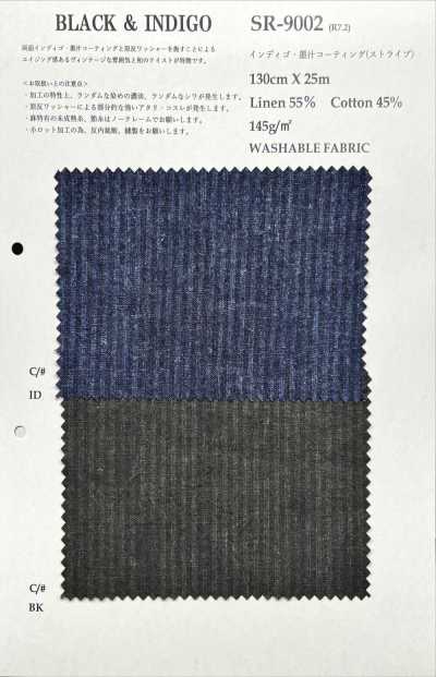 SR9002 Rivestimento nero a inchiostro in lino/cotone, lavaggio unico
