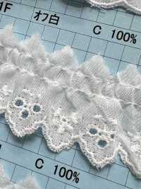 3866-1F Pizzo Volant Di Cotone Kyowa Lace Sottofoto