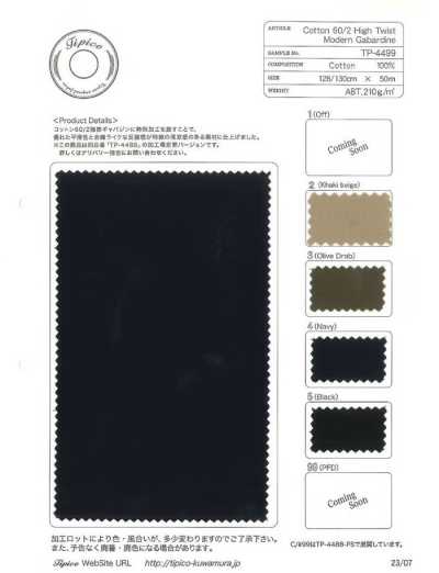 TP-4499 Gabardine moderno in cotone 60/2 ad alta torsione