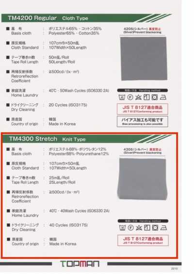 TM-4300 Nastro riflettente in rotolo tipo maglia elasticizzata