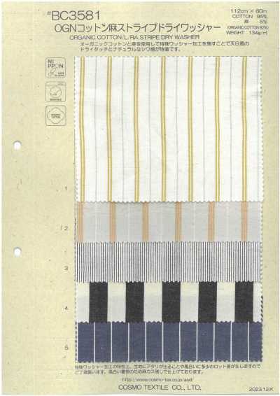 BC3581 OGN Cotone Lino a Righe Finitura Lavaggio a Secco