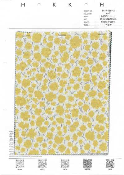 8025-1865-2 Maglia jacquard a tre colori con piccoli fiori fitti