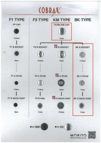 BK-A/B/C/D COBRAX® BK 4SET(CAPPETTA/PRESA/MASCHIO/PERNO)