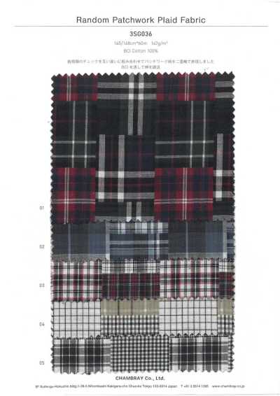 3SG036 Tessuto patchwork a quadri casuale