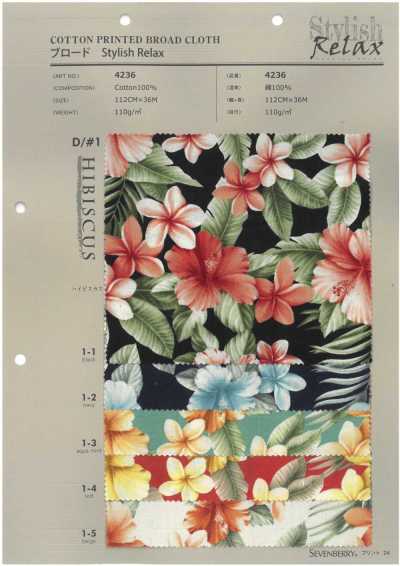 4236 SEVENBERRY® Popeline elegante rilassato Hibiscus