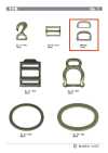 DOUBLE-D-RING Set anelli a D 21 mm