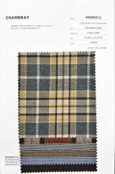 4SG002(1) Twill di cotone a quadri spazzolato