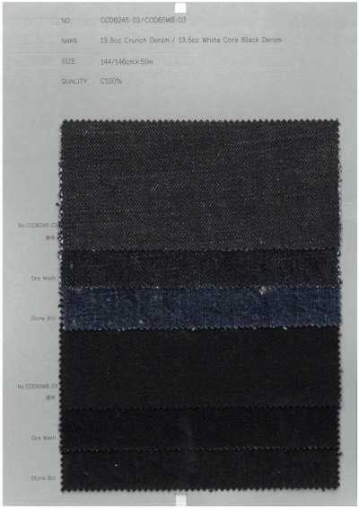 COD65WB-03 Denim nero con anima bianca da 13,5 oz