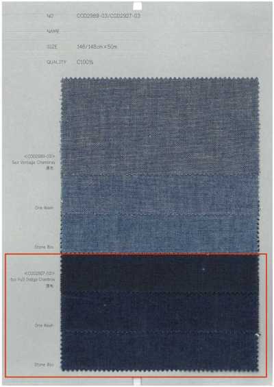 COD2927-03 Chambray Full Indigo da 5 oz