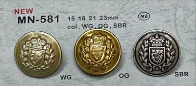 MN-581 Bottone in metallo con emblema, a gambo, con bordo