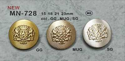 MN-728 Bottone in metallo con emblema, con gambo, senza bordo