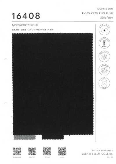 16408 T/C Cool Touch, elasticizzato ad asciugatura rapida