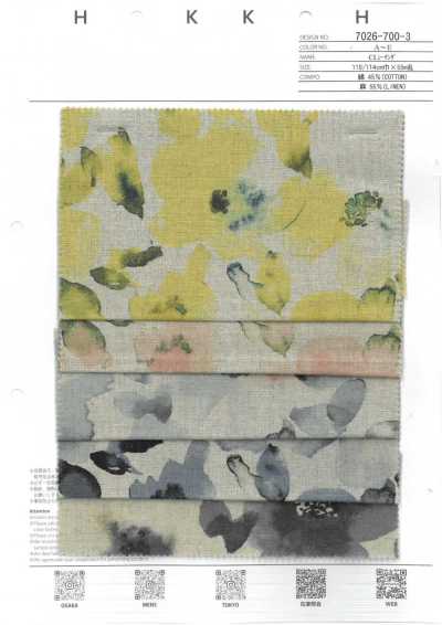 7026-700-3 CL tela grezza Fiori ad acquerello