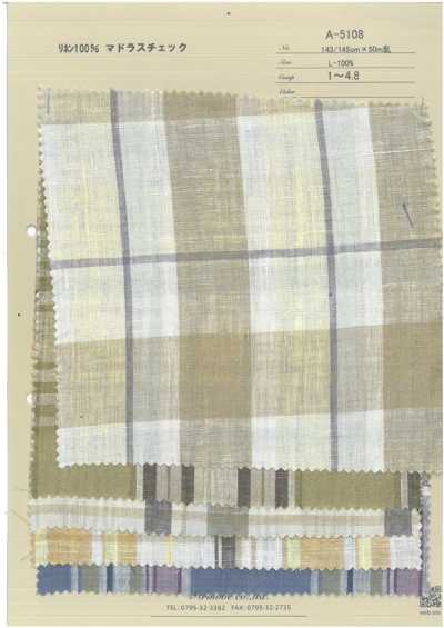 A-5108 Quadri Madras 100% lino