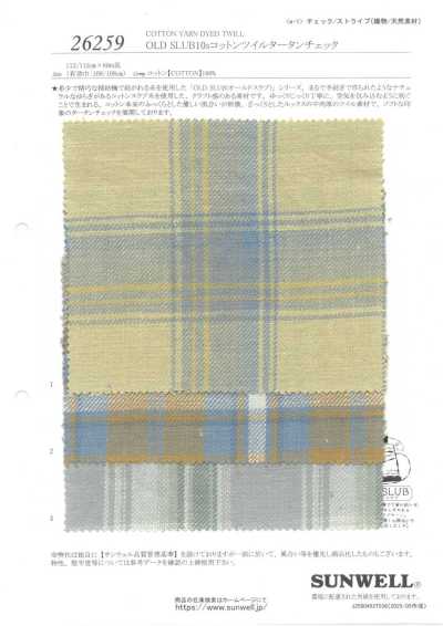 26259 Quadri tartan in twill di cotone 10s Old Slub
