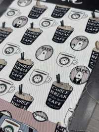 KTS7066 Stampa Orso Barista In Twill[Tessile / Tessuto] Sottofoto