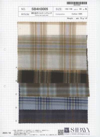 SB4H3005 Quadri in cotone voile lawn tinto in filo