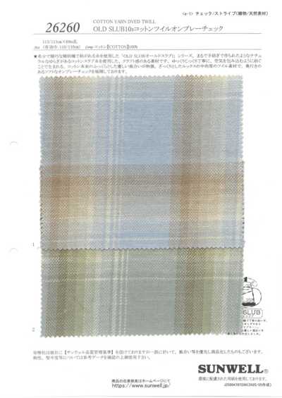 26260 OLD SLUB10s Twill di cotone a quadri sfumati