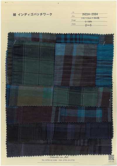 INDIA-2084 Patchwork in cotone indaco