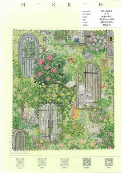 DP-4856-4 Tela grezza in cotone e lino Secret Garden