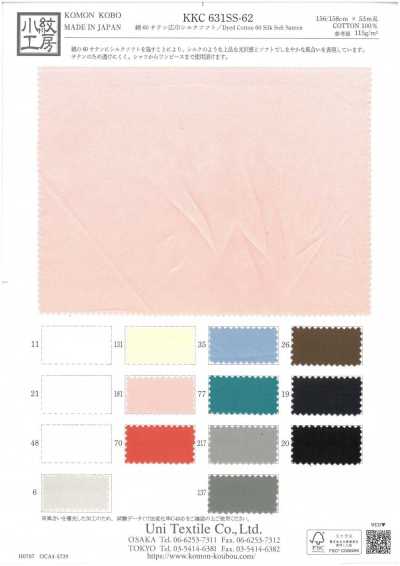 KKC631SS-62 Satin di cotone 60s, ampia larghezza, morbido come seta