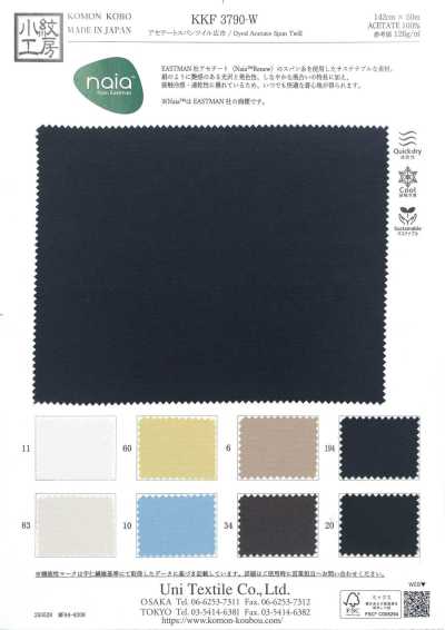 KKF3790-W Tessuto twill in acetato e spandex, larghezza ampia
