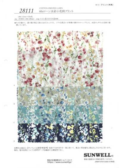 28111 Batista 60s stampa a piccoli fiori acquerellati