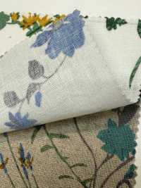 28110 Tessuto In Lino Con Stampa Floreale Botanica E Lavorazione Angel Soft[Tessile / Tessuto] SUNWELL Sottofoto