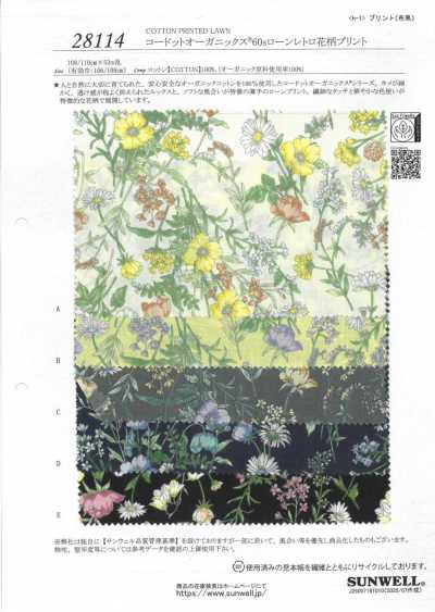 28114 Cordot Organics® 60s Lawn stampa floreale rétro